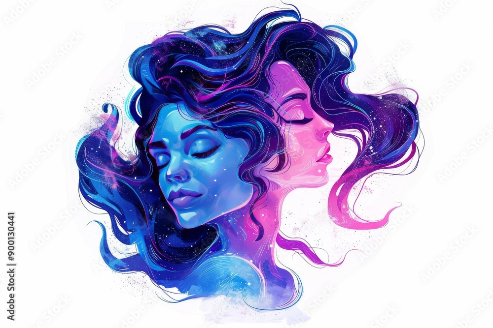 Poster abstract depiction of a face with neural connections symbolizing technology and cognitive processes