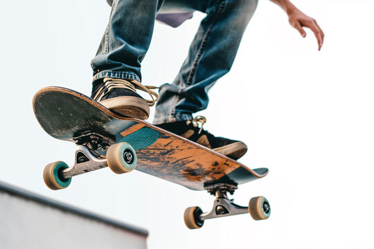 A boy skateboarding with a skateboard