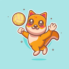 cute shiba inu dog animal character mascot playing volley ball isolated cartoon