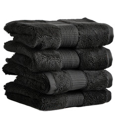 Fluffy Stack of Black Towels