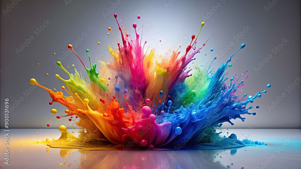 Poster Vibrant color splash on a light background, colorful, vibrant, splash, contrast, bright, pastel, vivid, tones