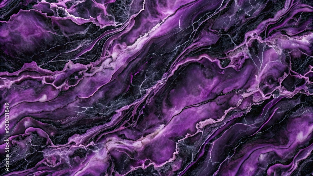 Poster marble black and purple background with elegant swirls and veins , marble, black, purple, background