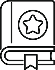 Line art illustration of a book with bookmark featuring star shape signifying high rating