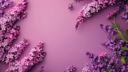 purple flowers on a purple background with space for text