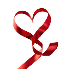Elegant Red Ribbon Heart, Minimalist Valentine's Day Concept