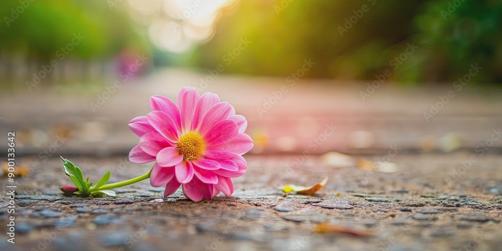 Wall mural Pink flower on the ground, pink, flower, ground, nature, pink petals, blossoms, floral, blooming, garden, delicate, beauty