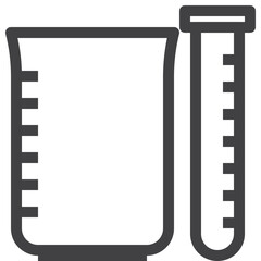 Chemical glassware and lab analysis on white background