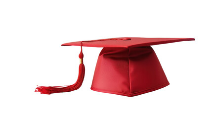 Red Graduation Cap with Tassel Isolated on White Background