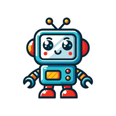 Naklejka premium Cute cartoon robot logo