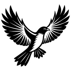 Flying birds silhouettes on white background.