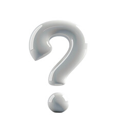 Naklejka premium Thoughtful 3D White Question Mark on transparent Background