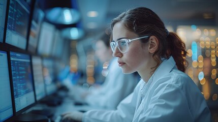 Fototapeta premium Scientist analysis and testing bioscience and molecule in the laboratory.