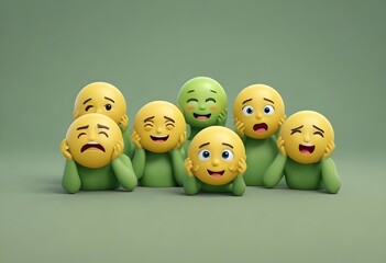  Large set of stickers with Emoji yellow faces. Emoji is a pictogram or smiley embedded in text and used in electronic messages and web pages