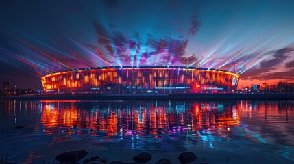 Stadium Illuminated by Laser Show