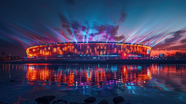 Stadium Illuminated by Laser Show