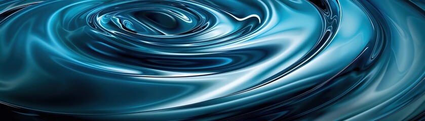 A mesmerizing close-up of swirling, blue liquid creating a beautiful, flowing pattern that evokes tranquility and depth.