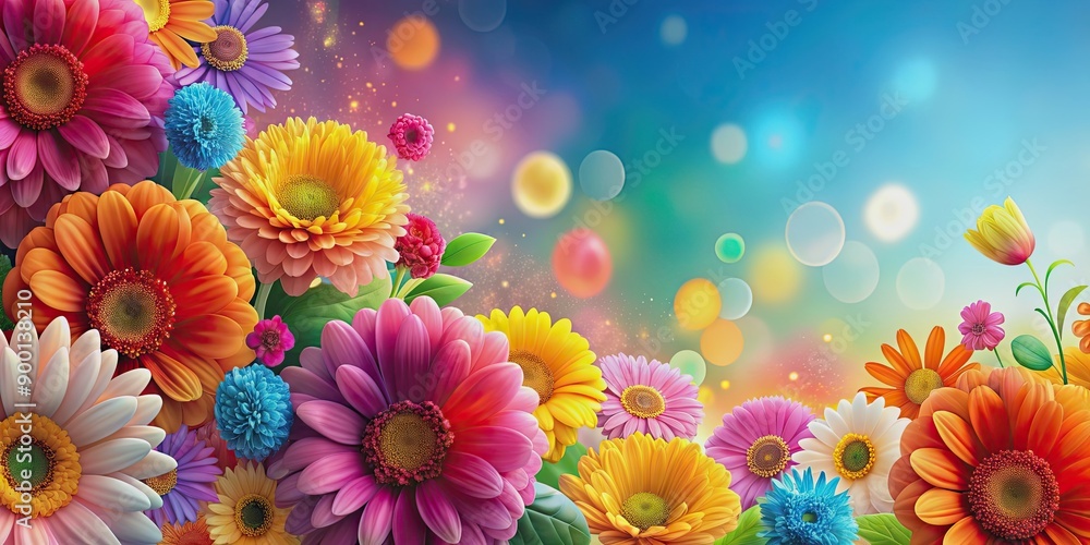 Poster Abstract flower background in vibrant colors , floral, backdrop, design, artistic, bloom, petals, botanical, nature