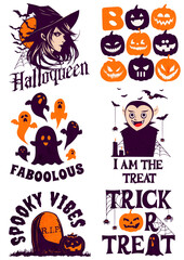 6 Simple Halloween Graphics - Halloween Horror Graphic T-Shirt Design