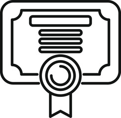 Line drawing of a diploma with a stamp, celebrating the achievement of a recent graduate