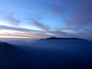 Serene Mountain Landscape During Blue Hour Twilight