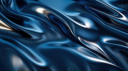 Obraz premium Elegant 3D abstract shapes in metallic tones, on a deep blue background Modern design, reflective surfaces and soft shadows creating depth