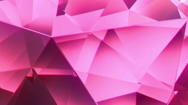 Pink diamond facets abstract background animation. 3D geometric shapes with pink crystal radiance. luxury diamonds loop-able background