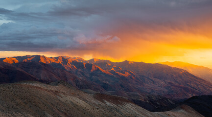 Sunset in the mountains of Death Valley National Park USA