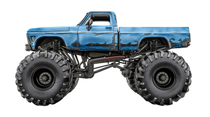 blue monster truck on transparent background