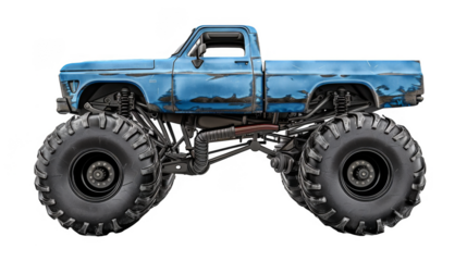 blue monster truck on transparent background
