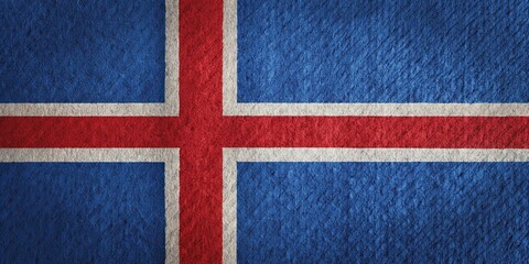 Fototapeta premium Realistic Iceland flag made of felt fabric for National Day celebration, Iceland flag, felt fabric, realistic, texture