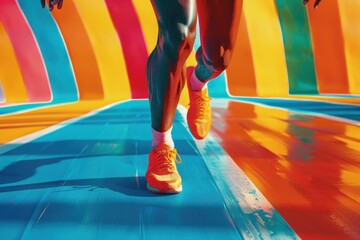 Fototapeta premium Running on a Colorful Track