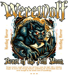 Werewolf - Halloween Horror Graphic T-Shirt Design