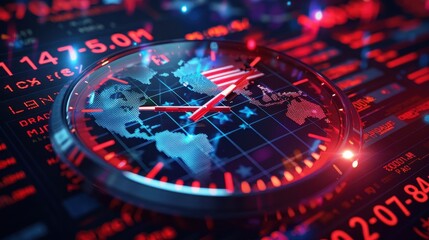 Global Time Clock with American Flag