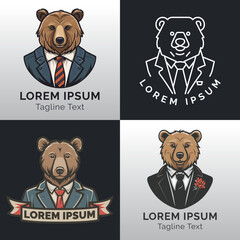 Bear in Suit, Vector Art, logo design