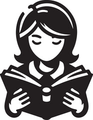 Student Reading - Cartoon Silhouette Vector Adobe Illustrator Artwork