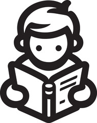 Student Reading - Cartoon Silhouette Vector Adobe Illustrator Artwork