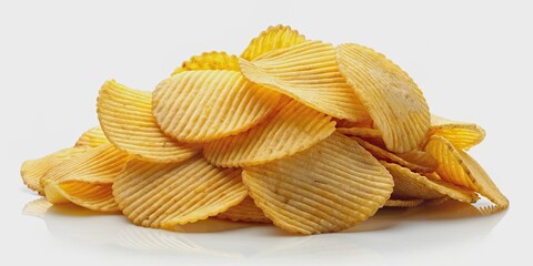 Potato chips isolated on background, potato chips, snack, crispy, crunchy, salty, unhealthy, fried, delicious, close-up, food
