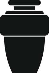 Simple black vase with wide neck for flowers decoration standing on white background