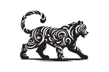 Minimal, Stylish Modern Trendy Creative Vector Silhouette of Tiger illustrations