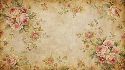 Vintage scrapbooking paper with delicate floral patterns and aged textures, vintage, scrapbooking, decorative, paper, old