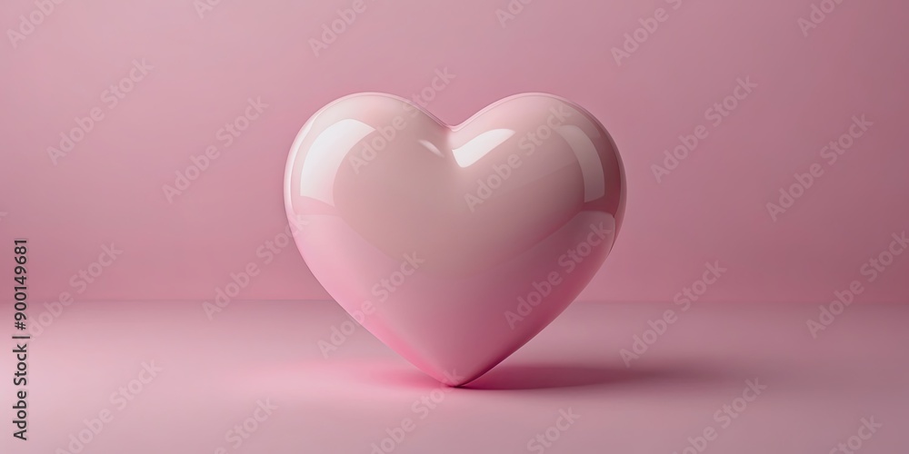 Wall mural pink heart with a three-dimensional design and soft pastel color scheme, love, valentine, romance, symbol, graphic, render