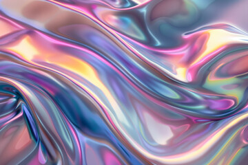 Colorful iridescent waves of liquid metal flow in an abstract pattern