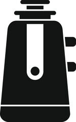 Simple black icon of a modern electric kettle, perfect for representing kitchen appliances