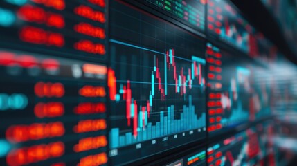Dynamic stock market graph displaying trending data with vibrant colors and intricate details for financial analysis.