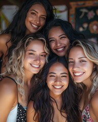Obraz premium Group of Vibrant Latina Women Celebrating Friendship and Joy