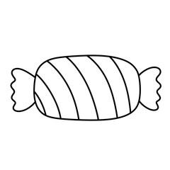 Hand drawn doodle halloween Candy line icon.