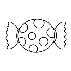 Hand drawn doodle halloween Candy line icon.
