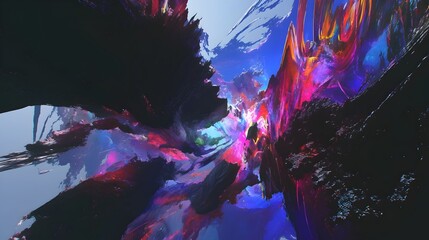 Fototapeta premium Captivating Cosmic Sculptures in a Surreal Digital Art Gallery Exhibition