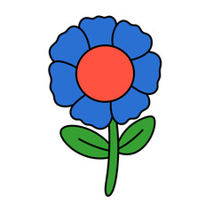 doodle blue flower icon.