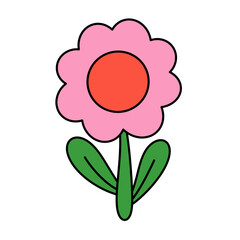 doodle pink flower icon.